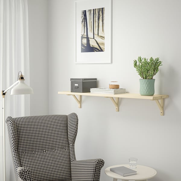 TRANHULT / SANDSHULT رف حائط, خشب الصفصاف, 120x30 سم
