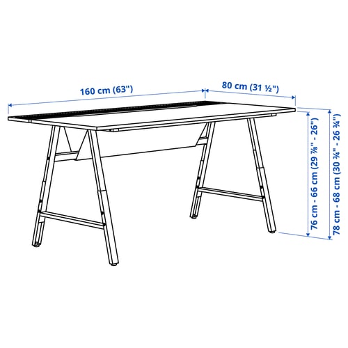 UTESPELARE مكتب ألعاب, مظهر الدردار/رمادي, 160x80 سم