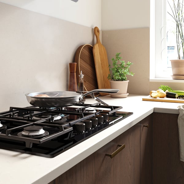 VASASTAN رأس طبخ غازي, IKEA 700 زجاج/أسود, 74 سم