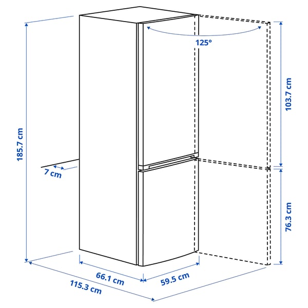 VINDÅS ثلاجة/مجمدة, IKEA 300 مستقل/أبيض, 223/120 ل