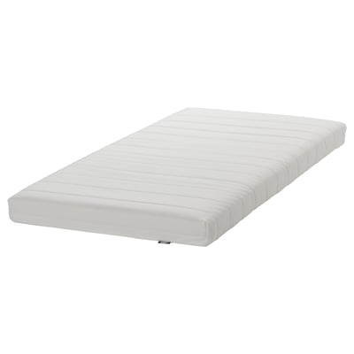 A white ÅFJÄLL foam mattress, rectangular in shape, with a quilted cover. The cover is zippered and has a soft texture.