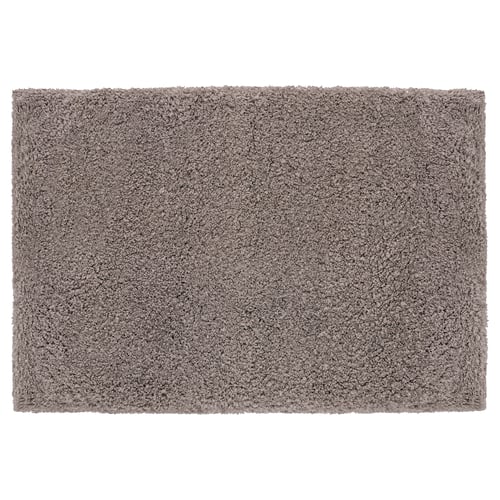 ALMTJÄRN grey bath mat, soft recycled polyester, rectangular shape, plain design.