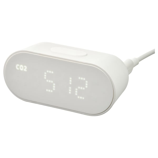 ALPSTUGA air quality monitor, white, shows co₂ levels & temperature.