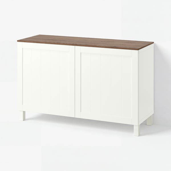 BESTÅ Storage combination with doors, white/Pipmakare white, 120x42x75 cm