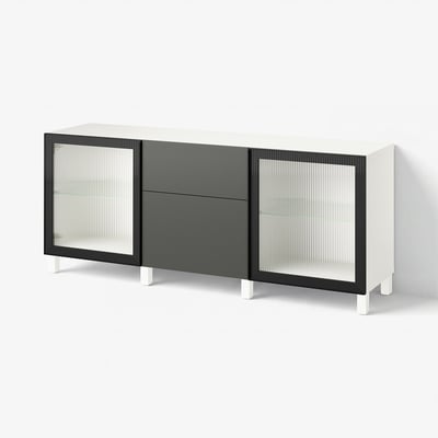BESTÅ Storage combination with drawers, white Lappviken/Stubbarp/Fällsvik anthracite, 180x42x74 cm
