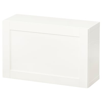 White BESTÅ storage unit, rectangular, minimalist design.