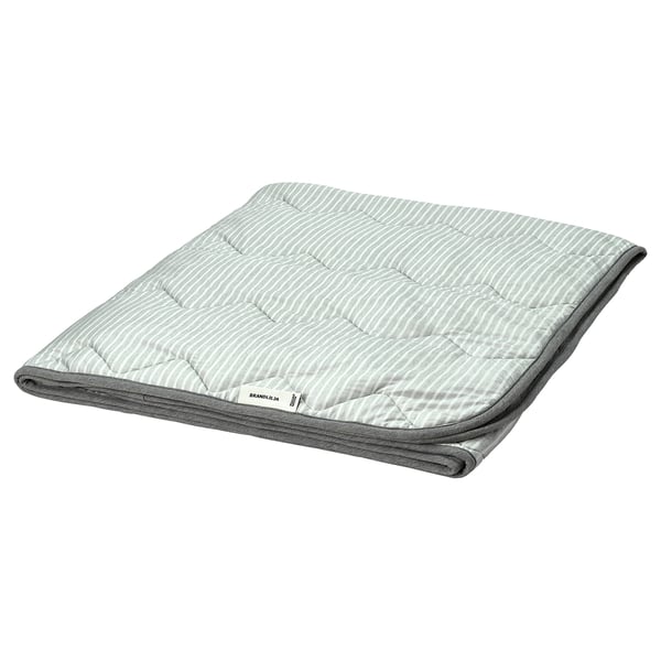 Light grey BRANDLILJA duvet with striped pattern, rectangular shape, quilted design.