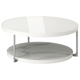 FRÖTORP Coffee table, white chrome-plated/white glass, 88 cm