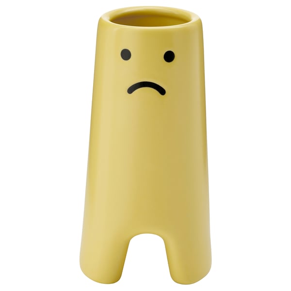 FRÖVÄXT Vase, yellow, 14 cm