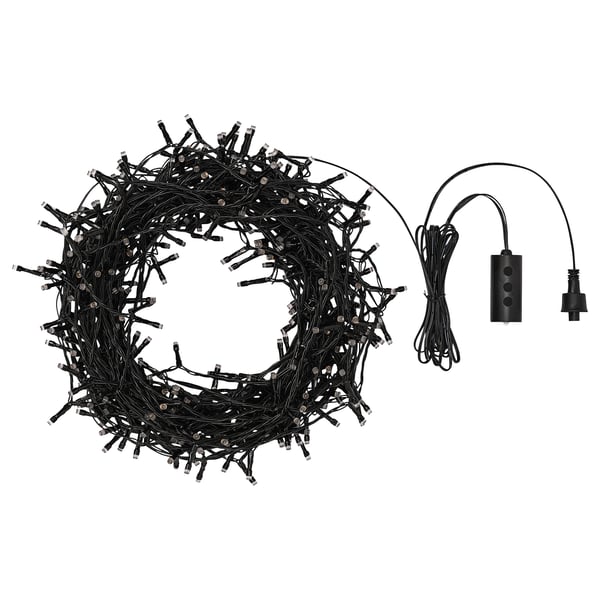 GETKÅL led lights, black and white, circular wreath shape, control unit, plug.