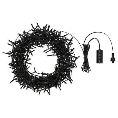 GETKÅL led lights, black and white, circular wreath shape, control unit, plug.