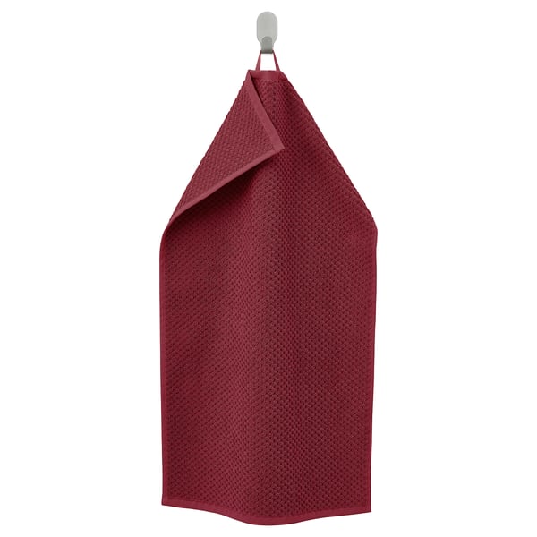 GULVIAL maroon towel, hanging neat, soft cotton, rectangular shape, plain design.