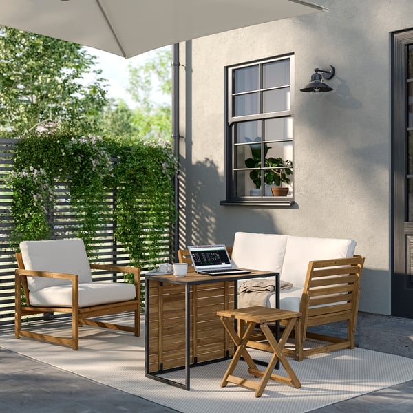 HÅKANSKÄR Coffee table, outdoor/light brown stained, 80x64 cm