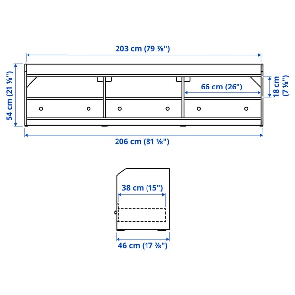 Illustration with measurements for the product: HAUGA.