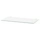 A clear glass shelf, ideal for HEMNES furniture, providing protection and a clean look.
