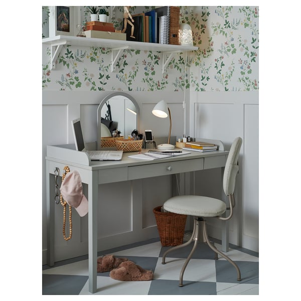 ISNÅLEN LED work lamp, white/brass-colour