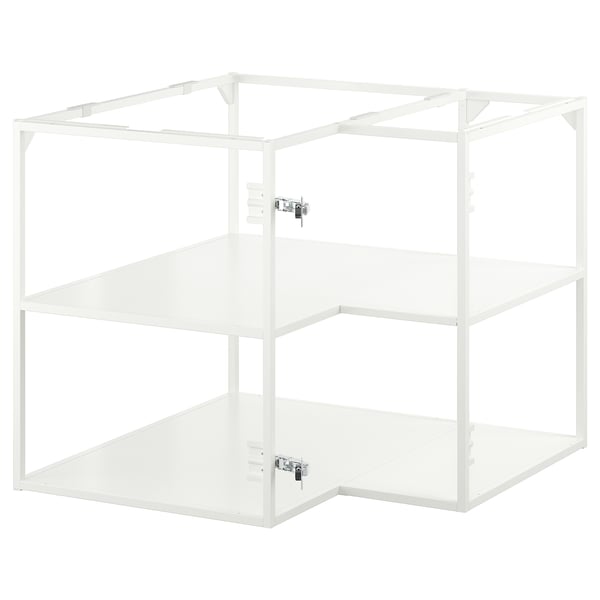 White JÄRNBODA steel kitchen corner unit, strong & durable.
