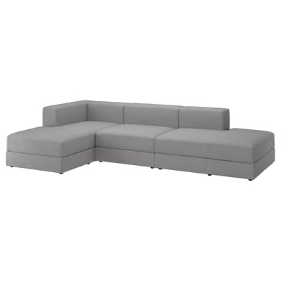 JÄTTEBO grey l-shaped sofa, modern design with clean lines, soft fabric, and deep seats.