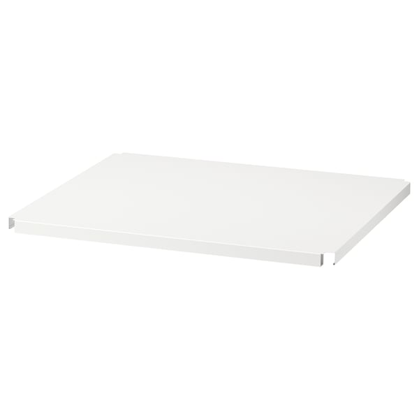 JONAXEL white shelf; simple, rectangular, metal, great for storage.
