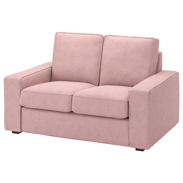 Pink KIVIK loveseat, modern, wool-feel, compact & cosy.
