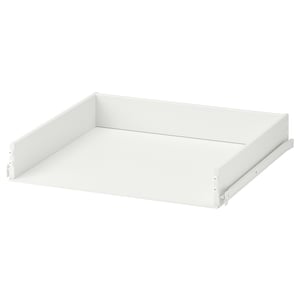 KONSTRUERA white drawer, acrylic paint fiberboard, particleboard plastic foil, rectangular shape, smart retractable design.