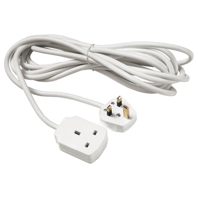 KOPPLA 5m white extension cord, pvc plastic.