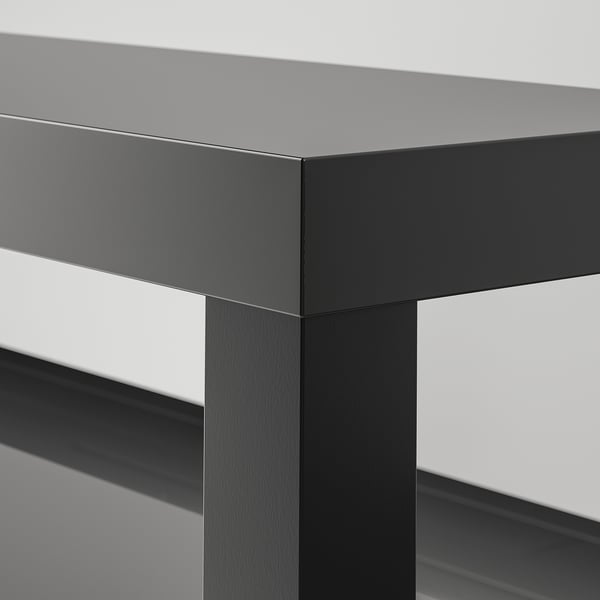 Modern, sleek tv bench in dark finish; shows high-quality materials and clean design.