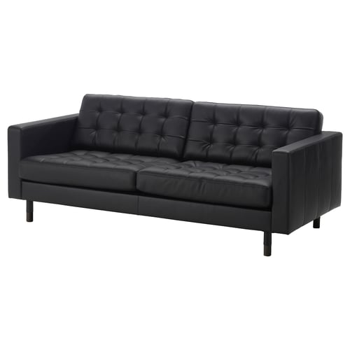 LANDSKRONA Three-seat sofa frame, Grann/Bomstad black