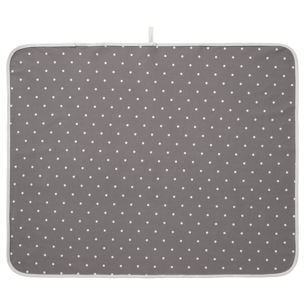 Polkadot grey baby mat, cotton & polyester, soft, square, foldable.