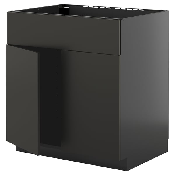 Black METOD kitchen cabinet with sleek, modern design.
