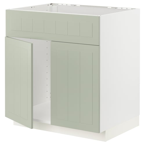 A light green METOD kitchen cabinet with a classic design, featuring two doors and a sturdy frame, perfect for a harmonious kitchen look.