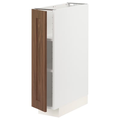 White and wood METOD kitchen cabinet, rectangle shape, adjustable shelves.