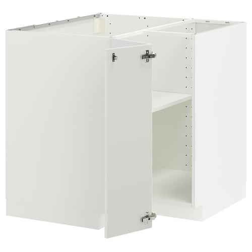 White ikea METOD kitchen cabinet, modern design with high gloss finish, square shape.