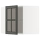 Black METOD kitchen cabinet with bevelled glass doors. Sleek, rectangular, modern design.