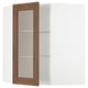 METOD kitchen with walnut foil, glass doors, adjustable shelves, sturdy frame.