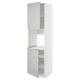 METOD kitchen set: white cabinets with light grey doors, one open.