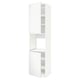 A white METOD kitchen cabinet. It has a modern design with adjustable shelves, sturdy construction, and snap-on hinges.