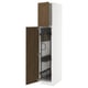 METOD kitchen cabinet with walnut-brown door, white frame, pull-out organiser, sturdy wood structure.