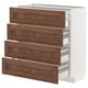 METOD kitchen unit, white & walnut, 4 drawers, sleek & modern design. Self-closing drawers, smooth finish.