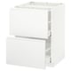 White modern kitchen cabinet, square, with wide drawers, sleek minimalist design.