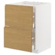 METOD kitchen cabinet with oak-effectvoxtorp fronts. White frame, two wooden drawers, minimalist design.