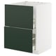 A modern kitchen cabinet named METOD, equipped with two drawers in dark green havstorp fronts. It has a sleek design and sturdy frame.