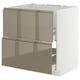 Modern kitchen cabinet METOD with two large handleless dark grey-brown drawers and white frame.