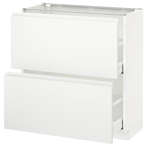 METOD white kitchen unit with drawers and compartments.