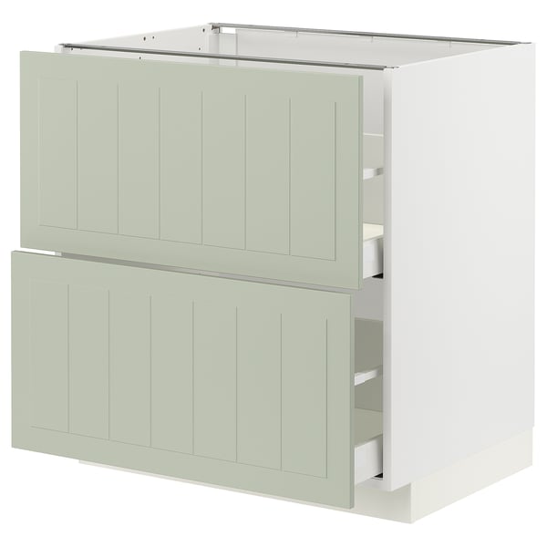 METOD kitchen cabinet, green, rectangular, with drawers, wooden finish.