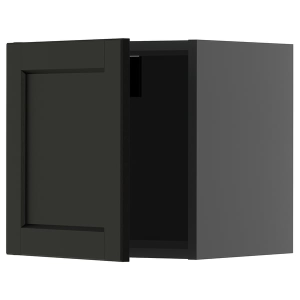 Dark green kitchen cabinet with recessed panel door, right-hinge. Modern, minimalist design for storage.
