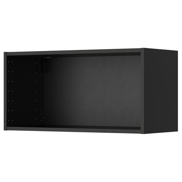 Black METOD wall cabinet with adjustable shelves for kitchen storage.