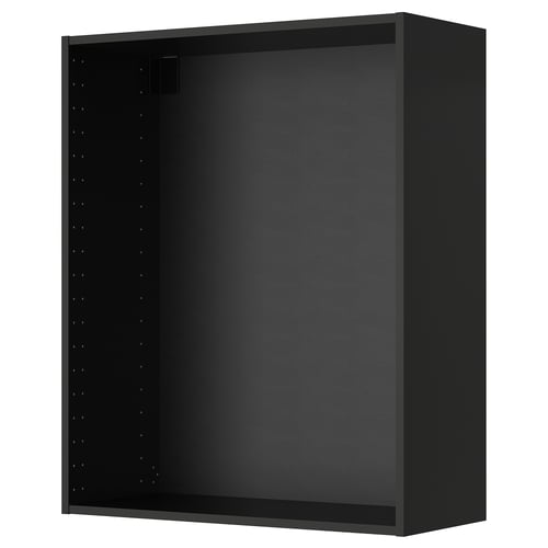 Modern black wall cabinet with sleek design for efficient kitchen storage.