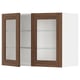 METOD kitchen wall unit, white & walnut, glass shelves, open doors.