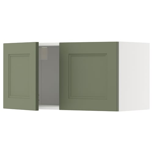 METOD kitchen cabinet in grey-green with square recessed panels, featuring a sturdy flat-front design.